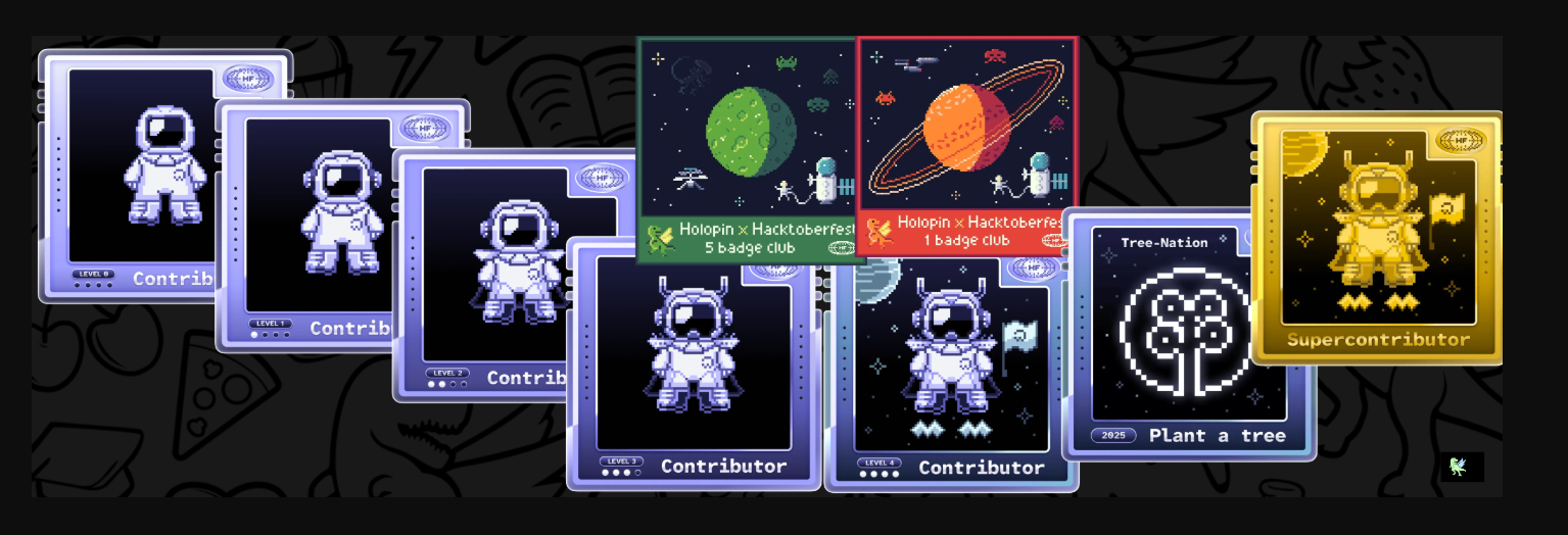 Secured super Contributor holopin badge in hacktoberfest 2025